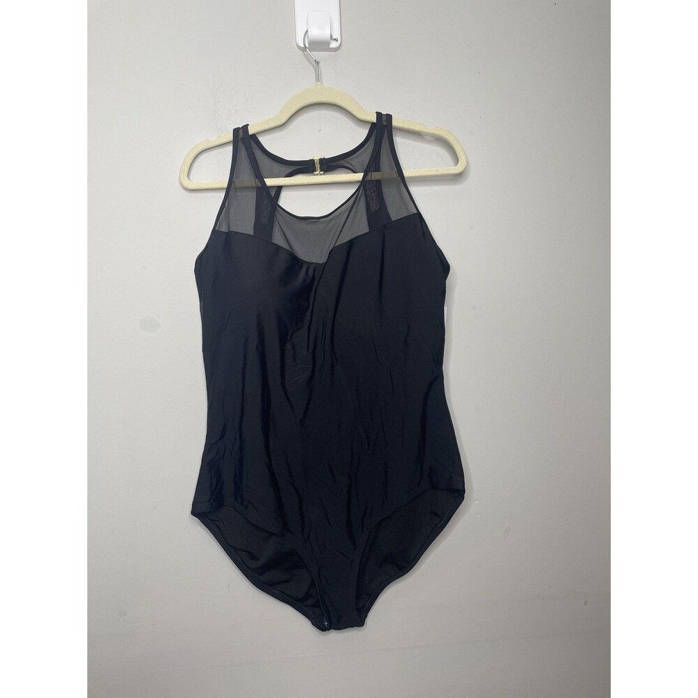Swimsuits For All Swimsuit Womens 20 Black Mesh Racerback One Piece Bathing Suit